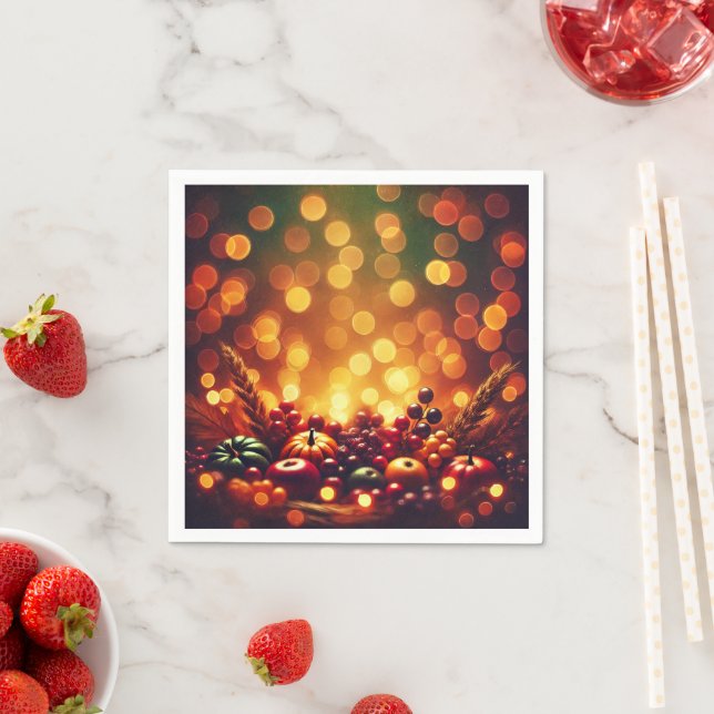 Fall Harvest Festival Fruit Bokeh Effect Decoupage Napkin (Insitu)