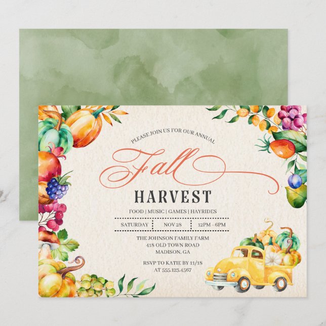Fall Harvest Festival Invitation (Front/Back)