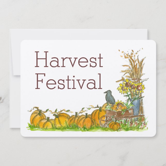 Fall Harvest Festival Invitation Pumpkin Patch Art (Front)