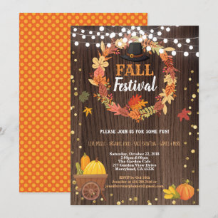 Fall harvest festival rustic wood thanksgiving invitation