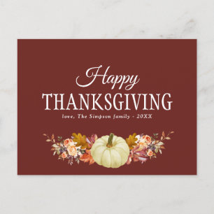 fall harvest foliage happy thanksgiving holiday postcard