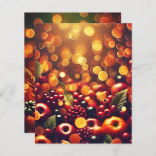 Fall Harvest Fruits Bokeh Scrapbook Paper Sheets