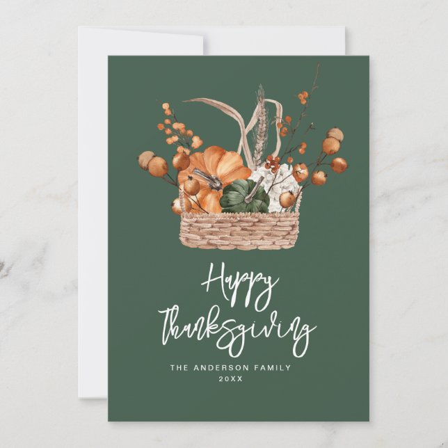 fall harvest green happy thanksgiving holiday card (Front)