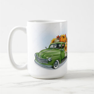 Fall Harvest in a Green Truck Latte Mug