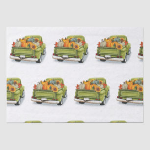 Fall Harvest in a Green Truck Tissue Paper