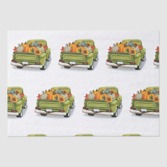 Fall Harvest in a Green Truck   Tissue Paper (Front)