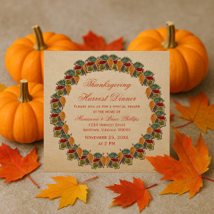 Fall Harvest Leaves Thanksgiving Invite