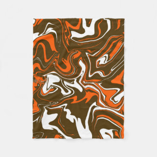 Fall Harvest Melt Orange Brown and White  Fleece Blanket