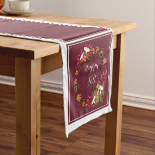 Fall harvest nature with customisable text  short table runner