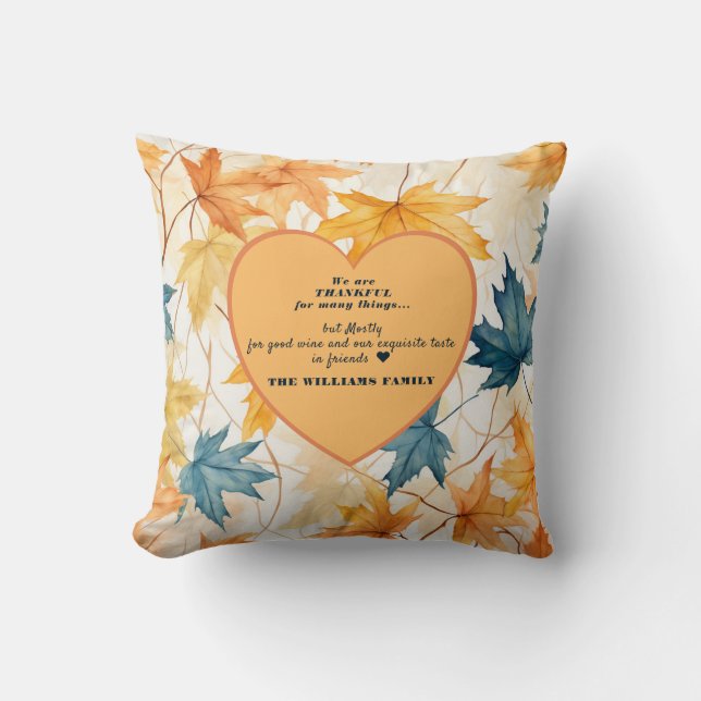 Fall Harvest Orange Foliage Quote Personalised Cushion (Front)