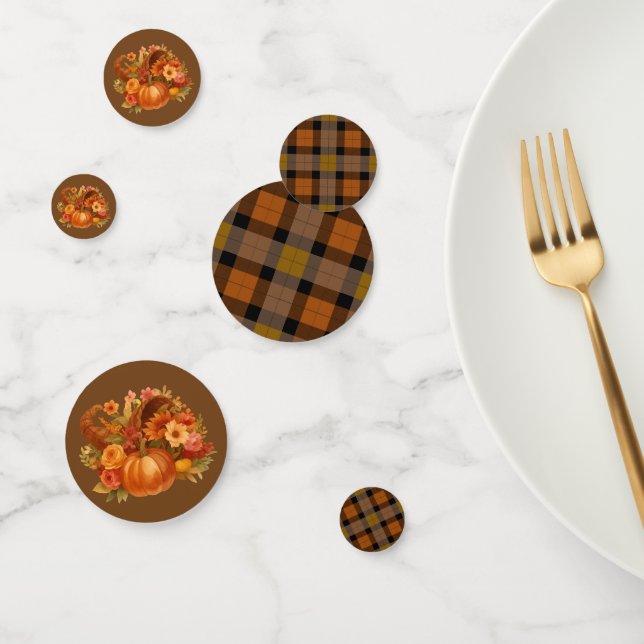 Fall Harvest Plaid And Cornucopia  Confetti (Group)