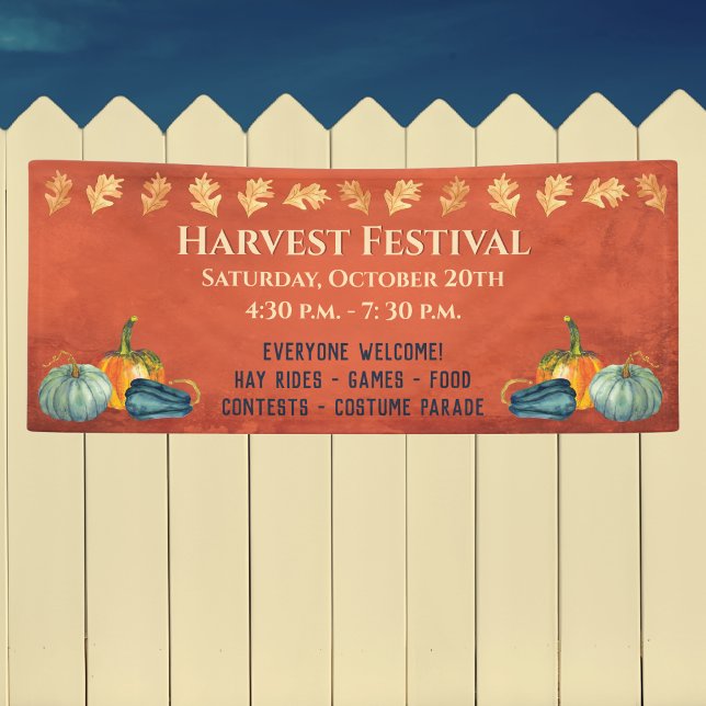 Fall Harvest Pumpkin Festival Event Banner (Harvest Festival Fall Event Banner. School, Church, Community or Organization. Pumpkins fall colors)