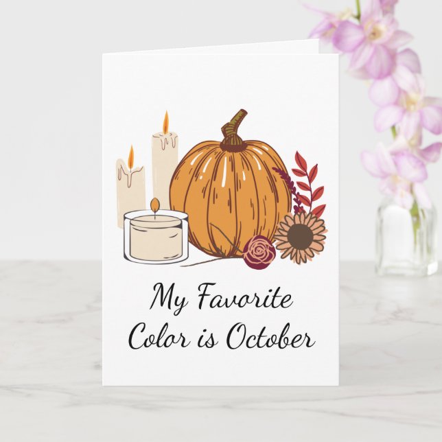 Fall Harvest - Pumpkin, Flowers, and Candles  Card (Orchid)