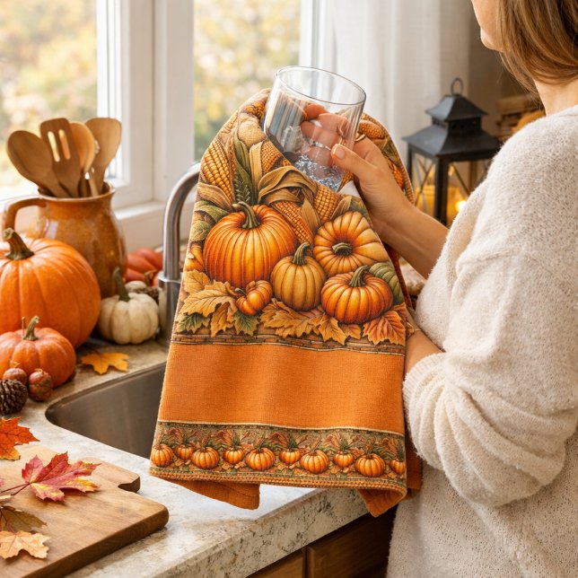 Fall Harvest Pumpkin Home Decor  Tea Towel (Creator Uploaded)