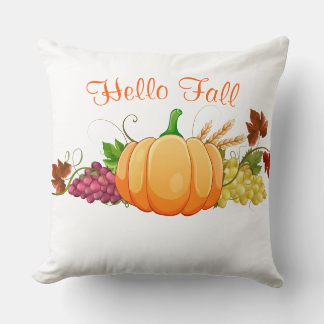 Fall Harvest Pumpkin Throw Pillow (Front)