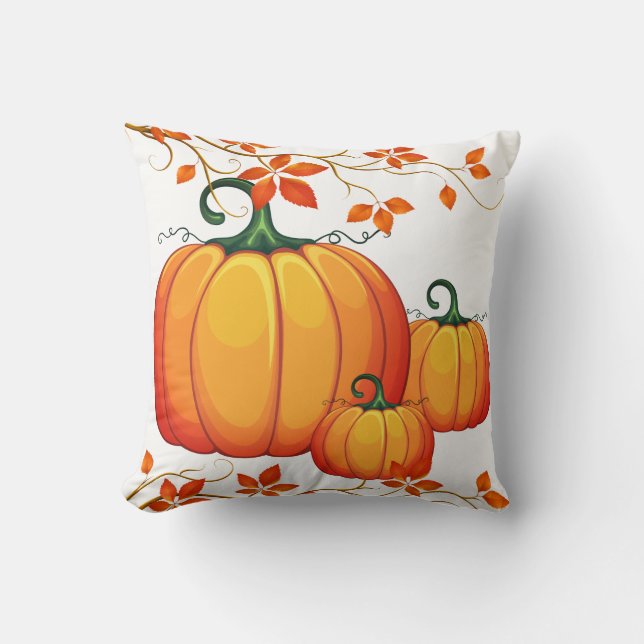 Fall Harvest Pumpkin Throw Pillow (Front)