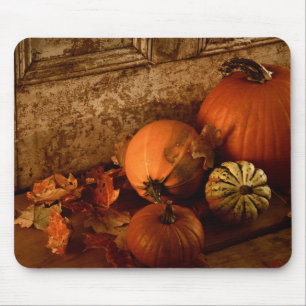 Fall Harvest/ Pumpkins And Gourds At The Door Mouse Mat