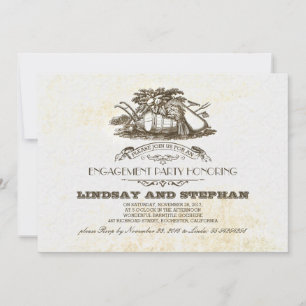 Fall harvest rustic country engagement party invitation