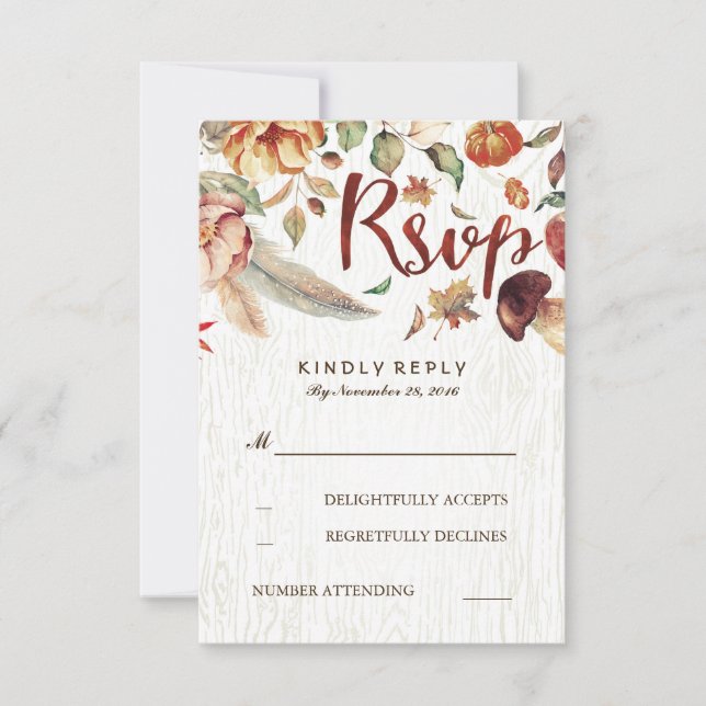 Fall Harvest Rustic Wedding Rsvp (Front)