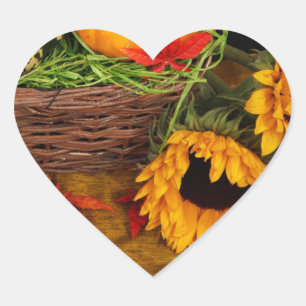 Fall Harvest Sunflowers Heart Sticker