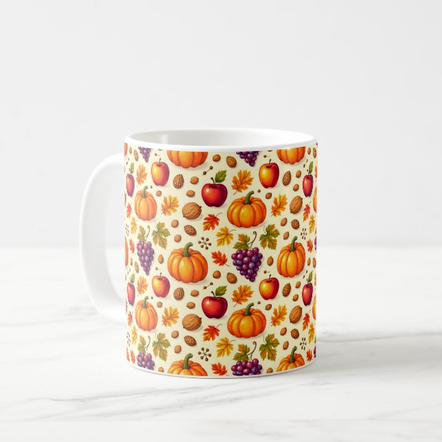 Fall Harvest Thanksgiving Coffee Mug (Front Left)