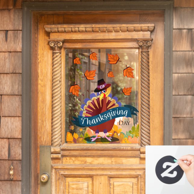 Fall Harvest Thanksgiving Day Window Cling (Home Door)