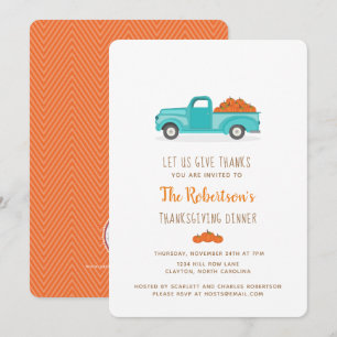 Fall Harvest Vintage Blue Truck Invitation
