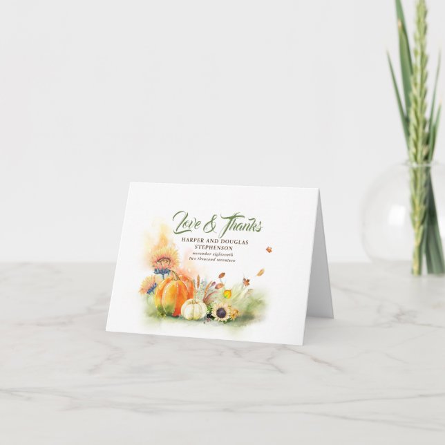 Fall Harvest Wedding Thank You Card (Front)