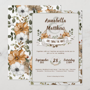Fall Harvest Woodland Floral Natural Rustic Invitation