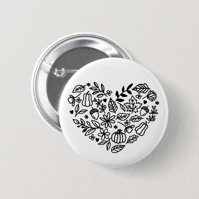 Fall Heart 6 Cm Round Badge (Front & Back)