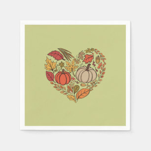 Fall Heart Cottagecore Pumpkin Heart Thanksgiving  Napkin