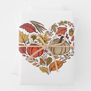 Fall Heart Cottagecore Pumpkin Heart Thanksgiving Wrapping Paper Sheet