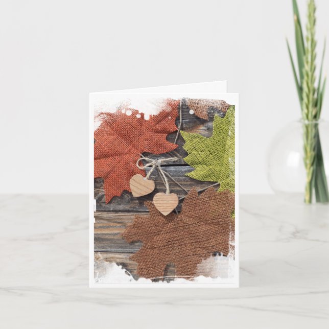 Fall Hearts Folded Greeting Card (Front)