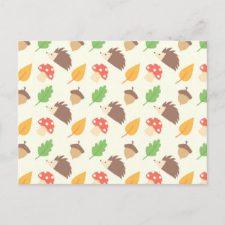 Fall Hedgehog Pattern Postcard