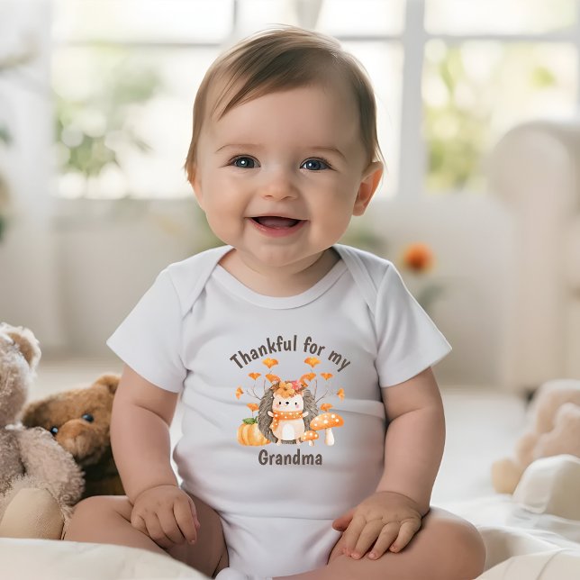 Fall Hedgehog Thankful For Baby Bodysuit (Creator Uploaded)
