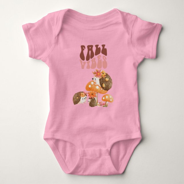 Fall Hedgehogs  Baby Bodysuit (Front)