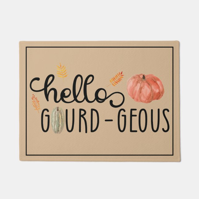 Fall Hello Gourd Pumpkin Doormat (Front)