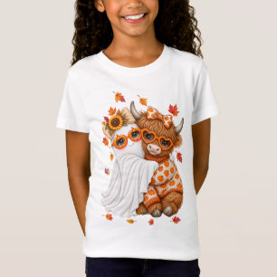 fall highland cow ghost Autumn Fall Halloween T-Shirt