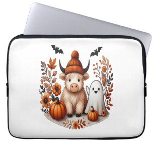 Fall Highland Cow Ghost , Autumn Laptop Sleeve