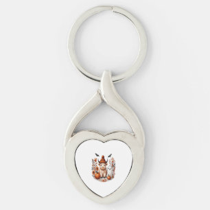 Fall Highland Cow Ghost Png, Autumn Png Key Ring