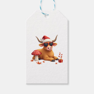 Fall Highland Cow Pumpkin Bow Christmas Girls Kids Gift Tags