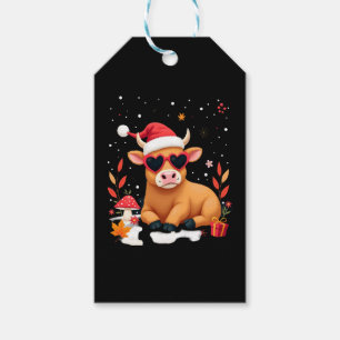 Fall Highland Cow Pumpkin Bow Christmas Girls Kids Gift Tags