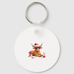Fall Highland Cow Pumpkin Bow Christmas Girls Kids Key Ring