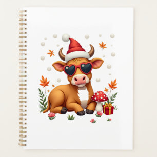 Fall Highland Cow Pumpkin Bow Christmas Girls Kids Planner