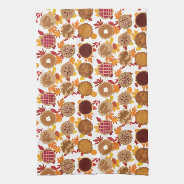 Fall Holiday Pie Kitchen Hand Towel (Vertical)