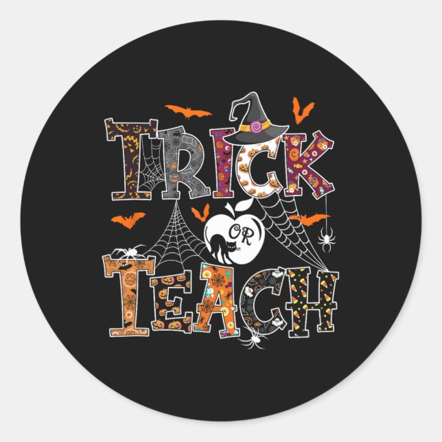 Fall Holiday Themed Thanksgiving Halloween Teacher Classic Round Sticker (Front)