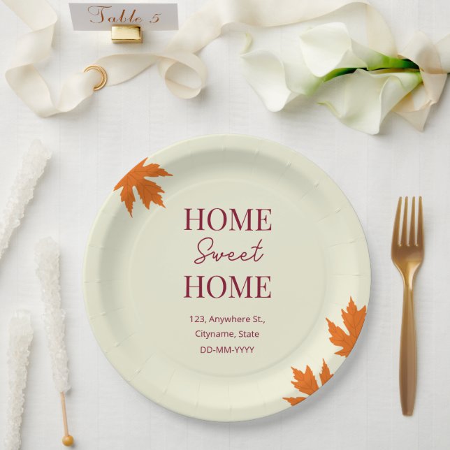 Fall Home Sweet Home open house Housewarming  Paper Plate (Wedding)