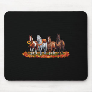 Fall Horse Animal Thanksgiving Sunflowers Pumpkin Mouse Mat