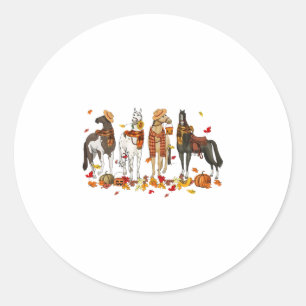 Fall Horse Thanksgiving Horse Autumn Leaves Wester Classic Round Sticker
