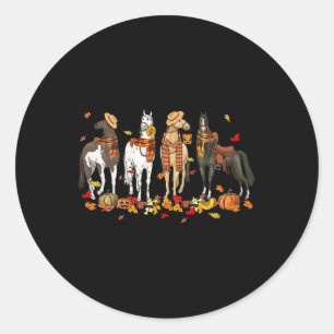Fall Horse Thanksgiving Horse Autumn Leaves Wester Classic Round Sticker